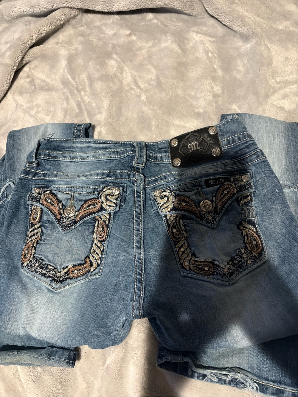 Miss Me Light Blue Denim Jeans with Embroidered Pockets